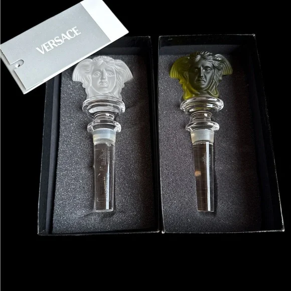 Versace Medusa Crystal Wine Stoppers - Clear and Olive - Picture 6 of 9